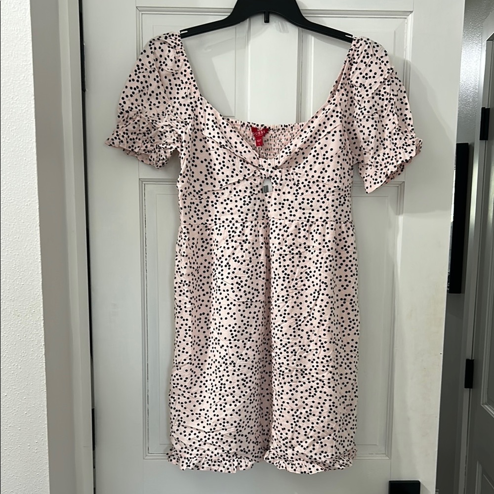 Guess Pink and Black Polka Dot Top